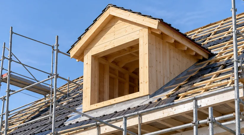 Neue Dachgaube im Bau