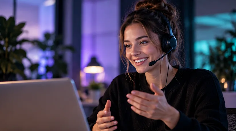 Support-Mitarbeiterin mit Headset