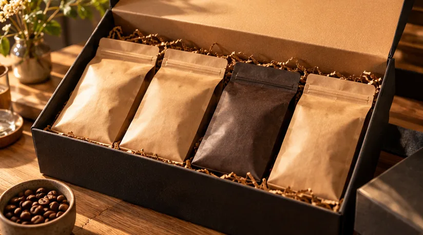 Geschenkbox mit Kaffeebeuteln