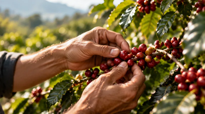 Kaffeekirschen werden gepflückt